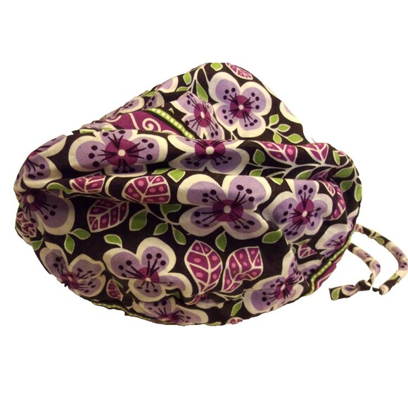 Vera Bradley Ditty Bag in Plum Petals Drawstring Closure Plastic Lining - Picture 5 of 8
